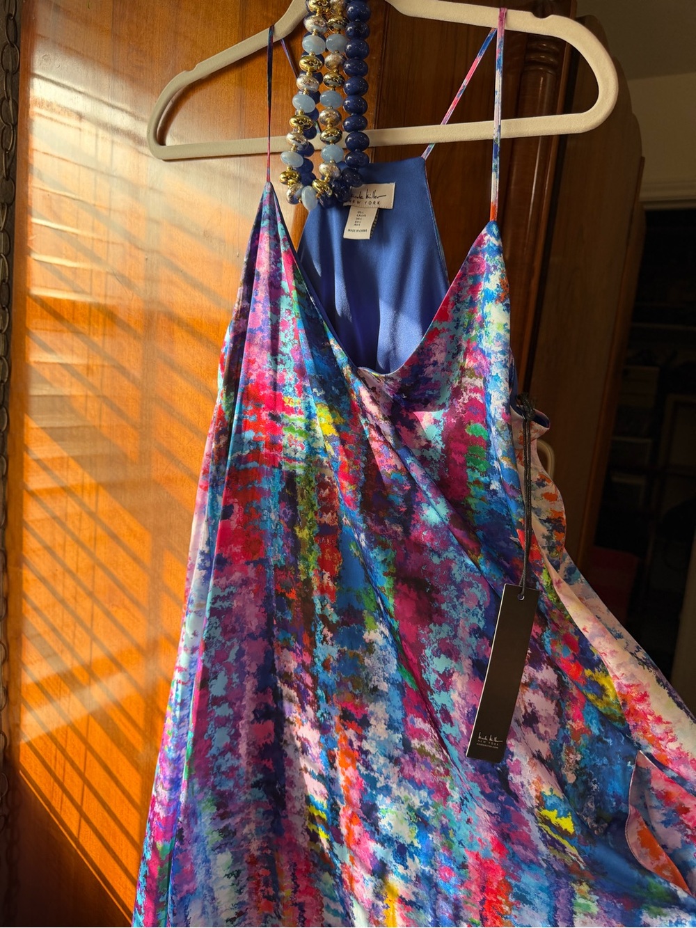 Nicole Miller New York Abstract Maxi Dress Size L NWT Multicolor